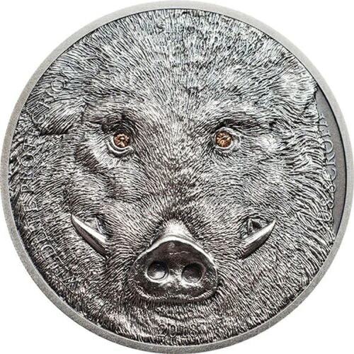 モンゴル 2018 500 トグロッグ イノシシ - Sus scrofa 野生生物保護 1オンス ミントボックス/COA