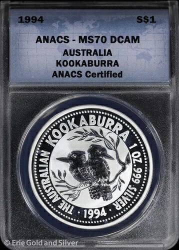 1994 $1 オーストラリア 1 オンス シルバーワライカワセミ ANACS MS 70 DCAM