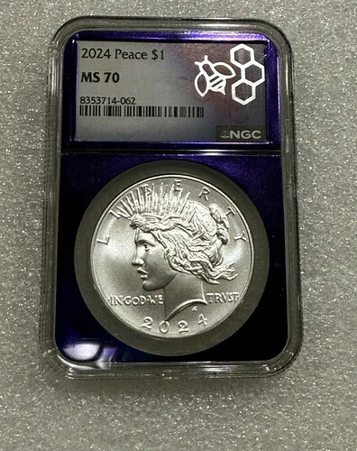 2024年 シルバー ピースドル NGC MS70 ~ トレーダー ビー パープルコア ~ 新品