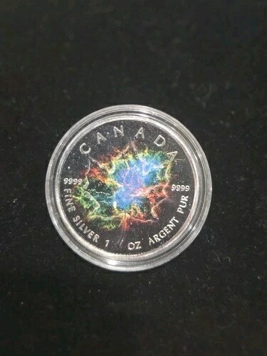 2018年カナダ産メープルリーフ銀貨（カラー化ギャラクシー/宇宙テーマ）