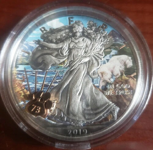 2019年ウォーキング・リバティ 1オンス銀貨 .999 コイン：アメリカ合衆国の国立公園 - 氷河、73/99