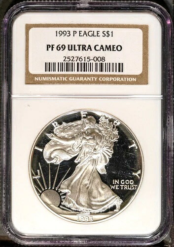 1993-P 1ドル銀貨アメリカンイーグル PF69UCAM NGC # 2527615-008 + ボーナス 41,470円
