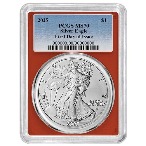 2025年 1ドル アメリカン シルバー イーグル PCGS MS70 FDOI ブルーラベル レッドフレーム