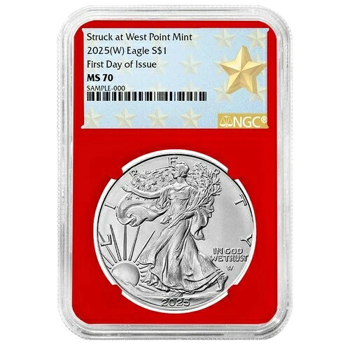 2025 (W) $1 アメリカン シルバー イーグル NGC MS70 FDI ウェストポイント スターラベル レッドコア