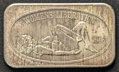 ヴィンテージ 1973年 女性解放 ~ USSC 1オンス .999 大人用シルバー アートトーンバー