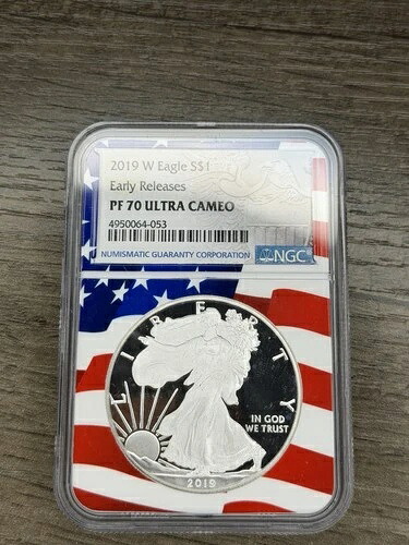 2019-W プルーフ アメリカン シルバー イーグル **NGC 認定 PF 70 ウルトラ カメオ**