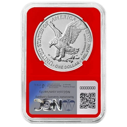 2025年 (W) 1ドル アメリカン シルバー イーグル NGC MS70 FDI フラッグ ラベル レッド コア