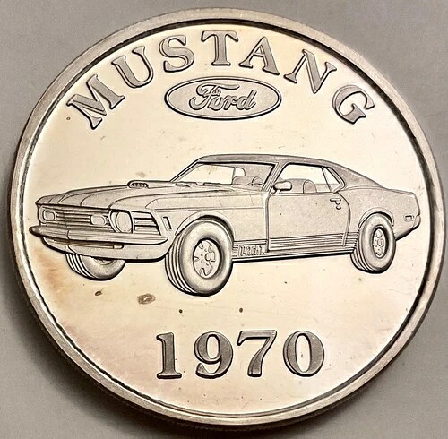 1970年フォードマスタング - 1オンス 0.999 シルバー - 35周年記念アメリカンマッスルカー