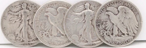 ウォーキング・リバティ 1945年 90%銀貨 サンフランシスコ・フィラデルフィア造幣局 額面2ドル