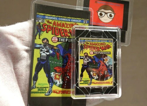マーベル ヴィンテージ コミック「スパイダーマン」#129 1st App パニッシャー 1オンス .999 シルバー アートバー