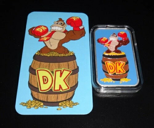 ドンキーコング 1オンス .999 シルバー カートゥーンセレブリティ スーパーマリオ エナメルバー COA DK