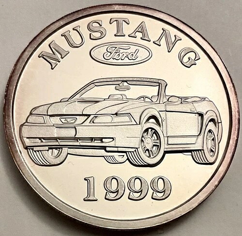 1999年フォードマスタング - 1オンス 0.999 シルバー - 35周年記念アメリカンマッスルカー