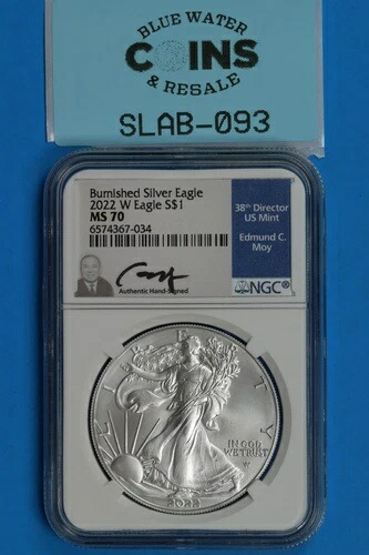 2022 W $1 シルバー アメリカンイーグル NGC MS70 バーニッシュド MOY サイン入り SLAB-093