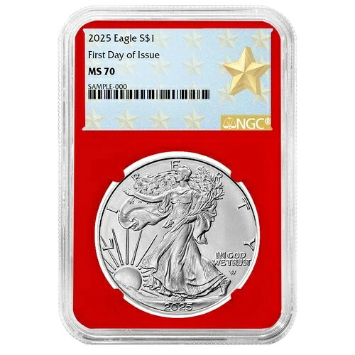 2025年 1ドル アメリカン シルバー イーグル NGC MS70 FDI ウェストポイント スターラベル レッドコア