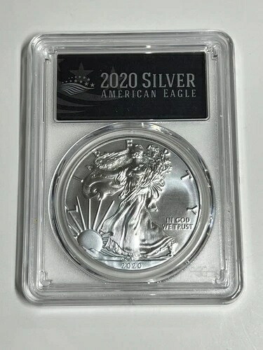 2020 アメリカン シルバー イーグル MS70 PCGS - 発行初日 - ブラック ラベル - 素晴らしい!