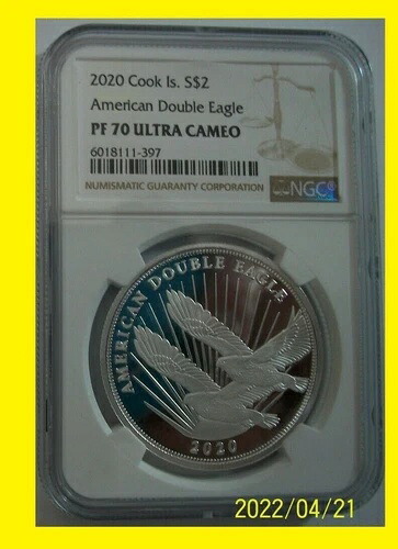 2020 アメリカン ダブルイーグル .999 シルバー NGC PF 70 UC