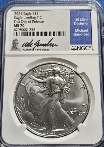 2021 シルバーイーグル NGC MS70 マイケル・ガウディオソ サイン入り リリース初日 T-2