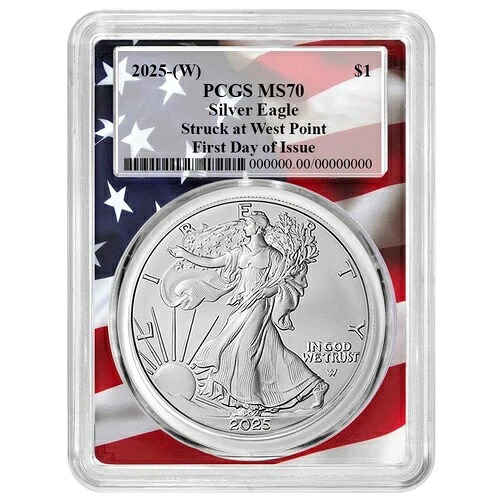 2025年 (W) 1ドル 1オンス アメリカン シルバー イーグル PCGS MS70 FDOI 旗枠
