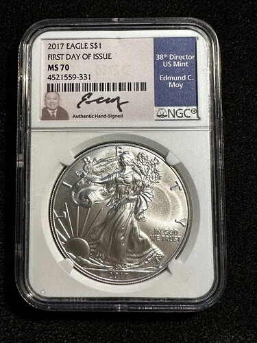 2017年 シルバーイーグル 発行初日 MOY署名 NGC MS70 331