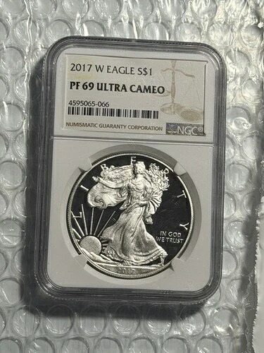 2017-W $1 1オンス プルーフ アメリカン シルバー イーグル NGC PF69UC ブラウンラベル
