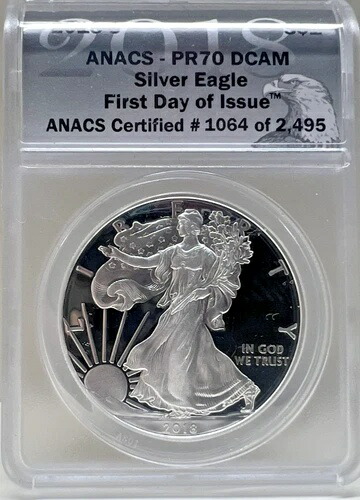 2018 S サテン仕上げ シルバーイーグル ANACS により PR 70 として認定 発行初日