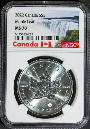 2022年 1ドル カナディアンメープル MS 70 NGC # 6575435-219 + ボーナス