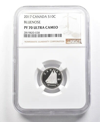 2017年 カナダ 10セント シルバー ブルーノーズ PF70 UCAM NGC *4486