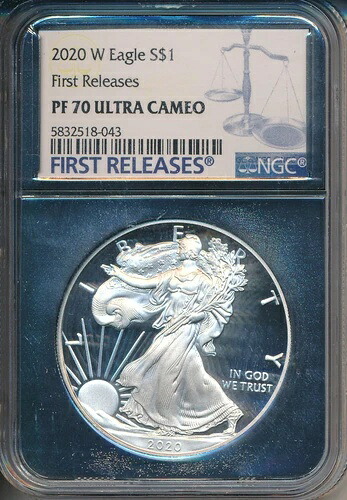2020-W プルーフ アメリカン シルバー イーグル **NGC 認定 PF 70 ウルトラ カメオ**