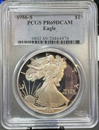 1986-S PCGS PR69 DCAM アメリカンシルバーイーグルプルーフ $1 PR69DCAM
