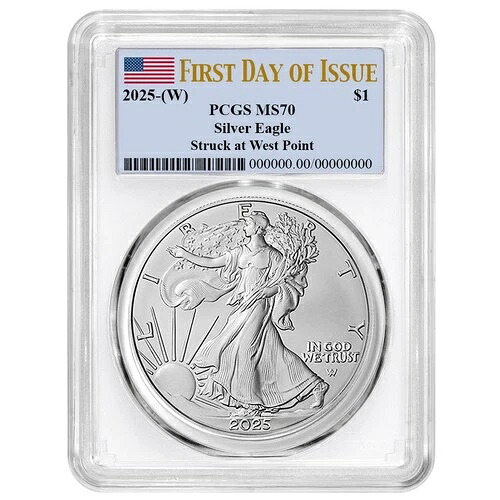 2025年 (W) 1ドル 1オンス アメリカンシルバーイーグル PCGS MS70 FDOI 旗ラベル ホワイトフレーム|WORLD RESOURCE【QUEEN店】