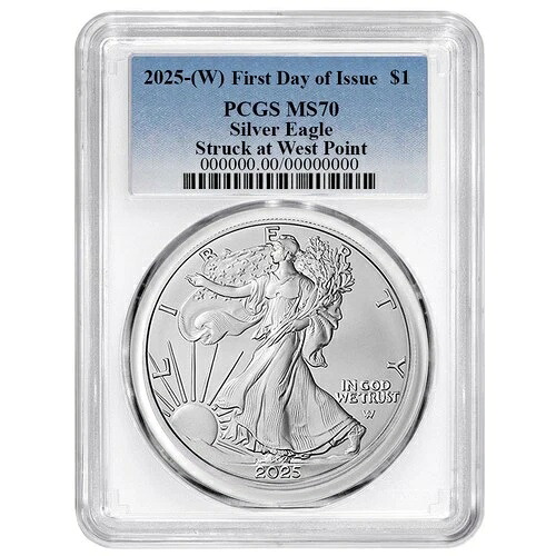 2025年 (W) 1ドル 1オンス アメリカンシルバーイーグル PCGS MS70 FDOI ブルーラベル ホワイトフレーム｜WORLD RESOURCE【QUEEN店】