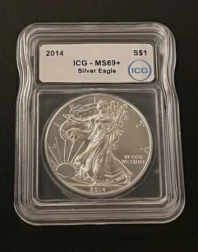 2014年 $1 アメリカン シルバー イーグル ICG MS69+