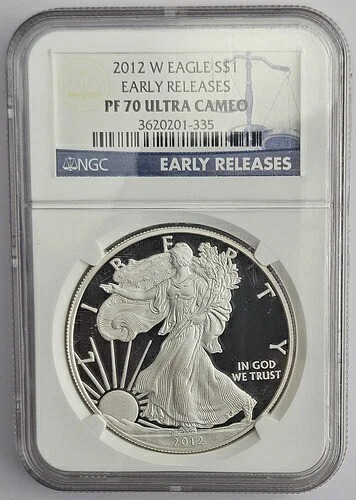2012年 Wプルーフ アメリカンシルバーイーグル 1オンス .999 純銀 NGC PF 70 ウルトラカメオ
