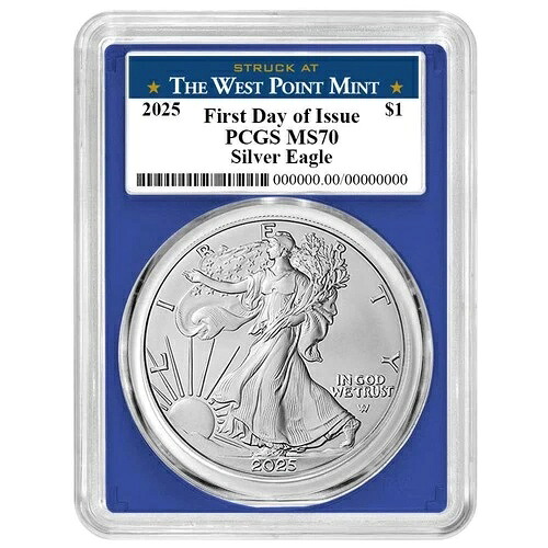 2025年 1ドル 1オンス アメリカンシルバーイーグル PCGS MS70 FDOI ウェストポイントラベル ブルーフレーム|WORLD RESOURCE【QUEEN店】
