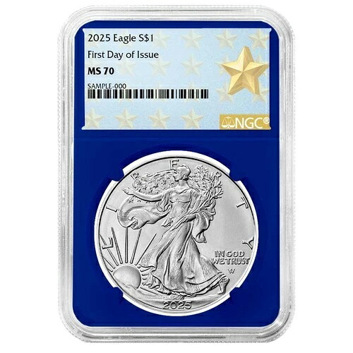 2025年 1ドル 1オンス アメリカンシルバーイーグル NGC MS70 FDI ウェストポイント スターラベル ブルーコア 42,185円