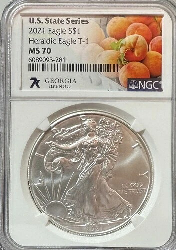 2021 アメリカン シルバーイーグル T-1 NGC MS70 7K US ステートシリーズ ジョージア 41,470円