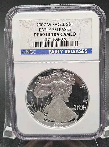 2007-W アメリカン 1オンス .999 シルバーイーグル | NGC PF69 ウルトラカメオ アーリーリリース