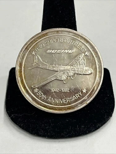 1992年 ボーイング50周年記念 B-29 スーパーフォートレス 1.5オンス 999 ファインシルバーラウンド