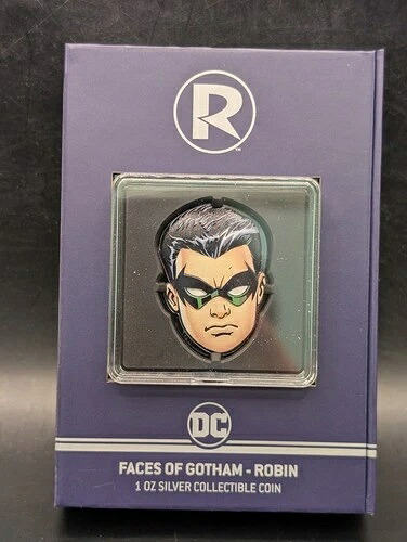 ?? 2022 ニウエ .999 純銀バー DC フェイス・オブ・バットマン ロビン COA ボックス入り レアカラー