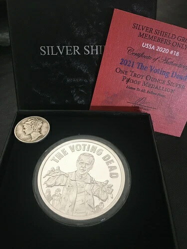 2021年 1オンス 投票デッドプルーフ シルバーシールド USSA #18 箱付き COA ボーナス マーキュリーダイム 40,755円