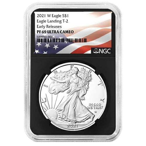 2021-W プルーフ $1 タイプ2 アメリカン シルバー イーグル NGC PF69UC ER フラッグラベル レトロコア
