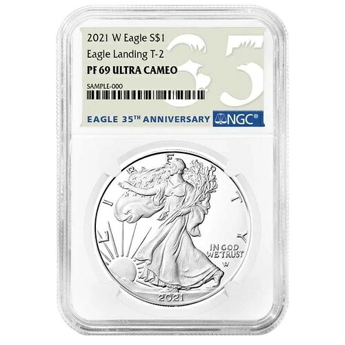 2021-W $1 1オンス T2 プルーフ アメリカン シルバー イーグル NGC PF69UC 35周年記念ラベル