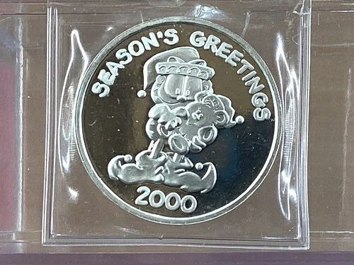 2000年 SilverTowne ガーフィールド ポーズ シーズンズグリーティング シルバーアートメダル B1153