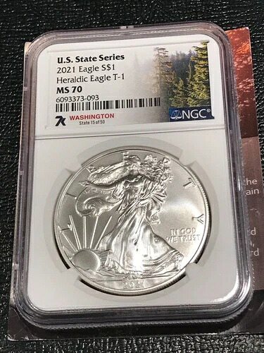 NGC MS70 2021 T1 アメリカ合衆国シリーズ ワシントン シルバー アメリカンイーグルコイン - JUN772 40,755円