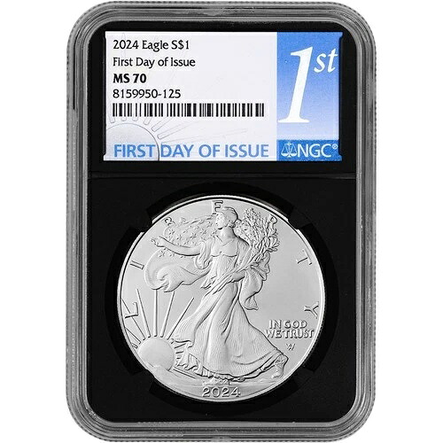 2024年アメリカンシルバーイーグルコイン - NGC MS70 初日発行 1stラベル ブラックコア