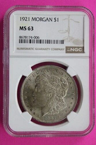 1921年 P MS 63 リバティ モーガン シルバー ダラー NGC 認定 グレーディング済み 本物 880