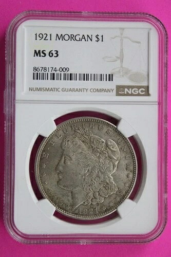 1921年 P MS 63 リバティ モルガン シルバー ダラー NGC 認定 鑑定済み 本物 882