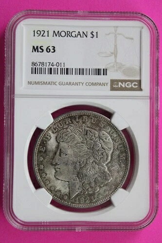 1921年 P MS 63 リバティ モーガン シルバー ダラー NGC 認定 鑑定済み 本物 884