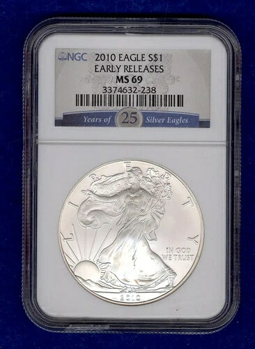 2010年 アメリカンシルバーイーグル NGC MS69 早期リリース 送料無料 G38