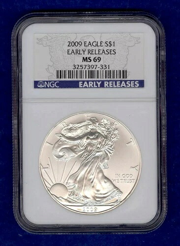 2009年 アメリカン シルバー イーグル ドル NGC MS69 早期リリース 送料無料 G33
